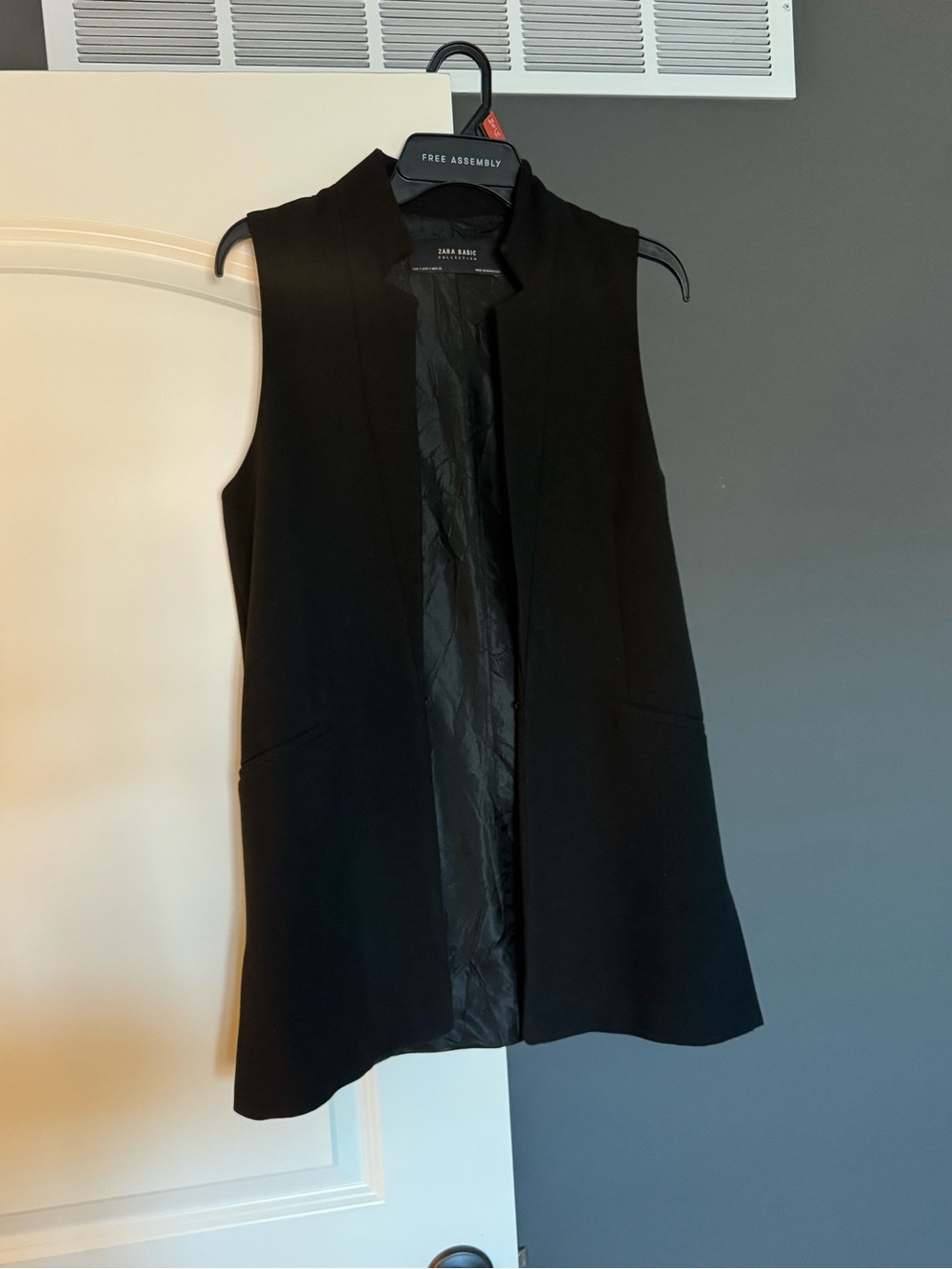 Zara Black Sleeveless Open-Front Long Vest